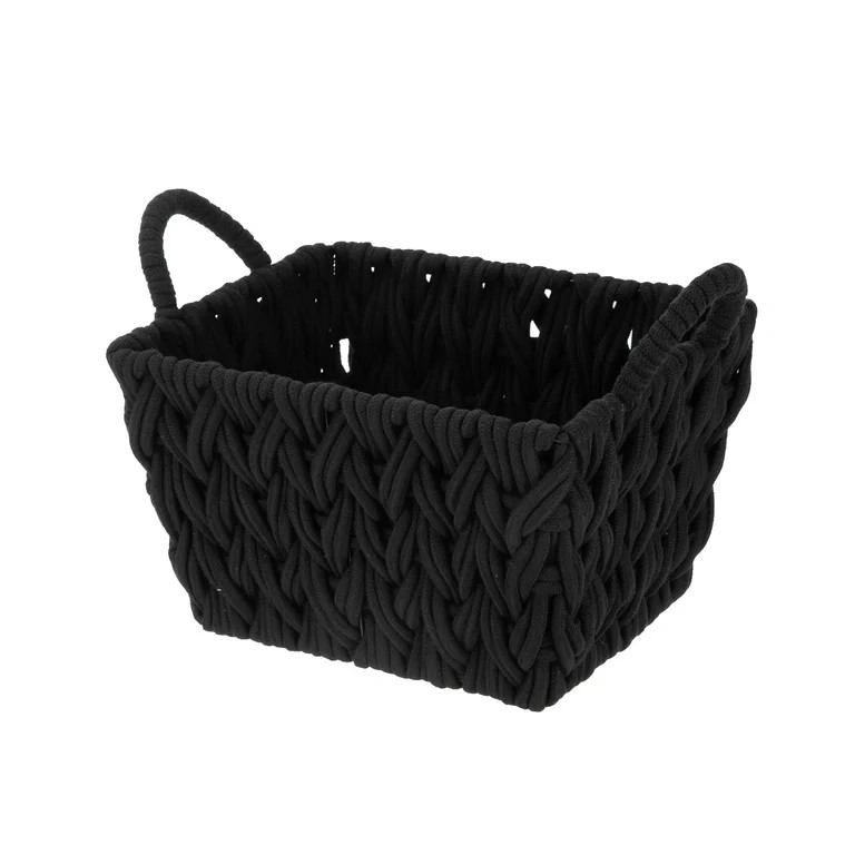 Better Homes & Gardens Medium Black Woven Rope Decorative Storage Basket, 2 Pack | Walmart (US)