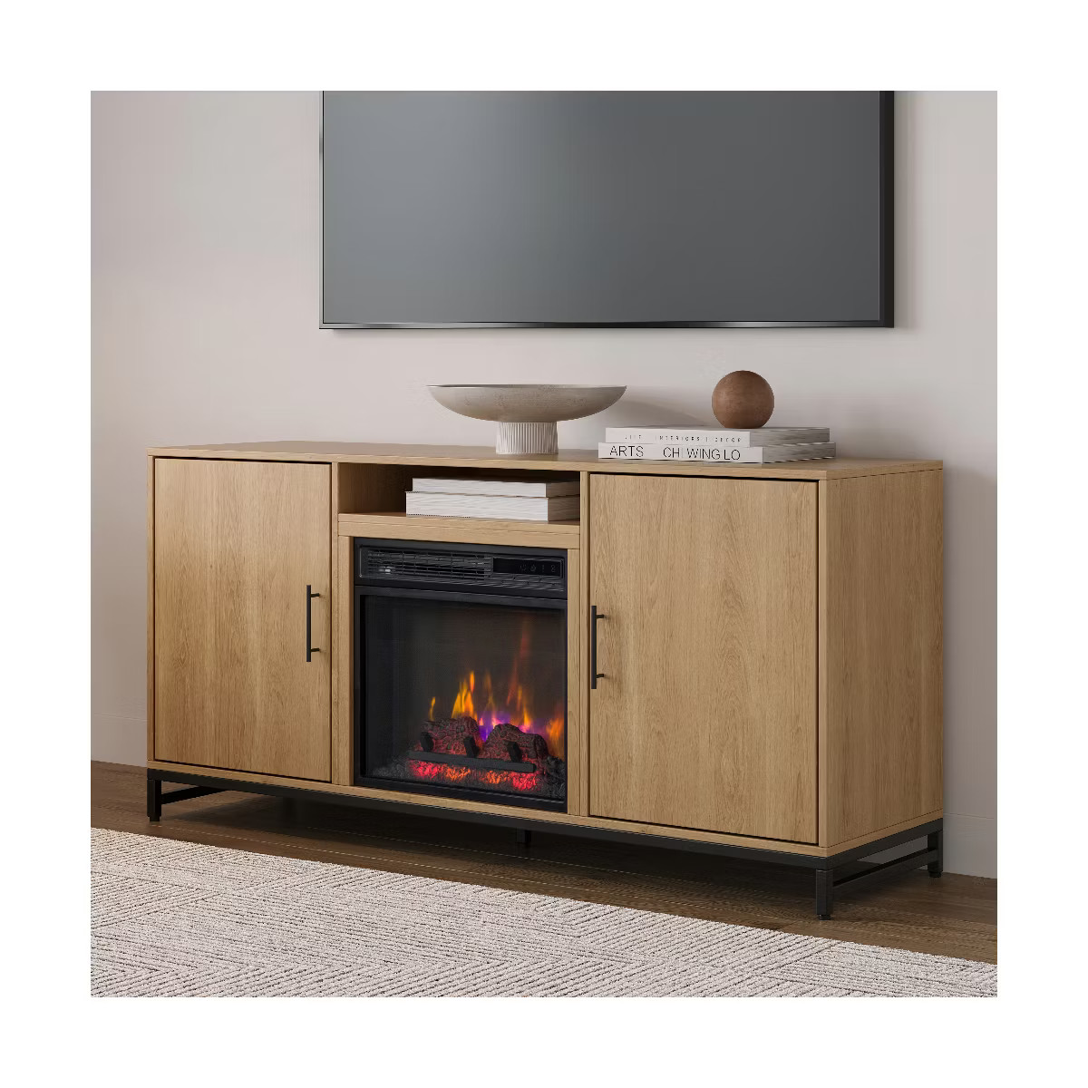 Modern Ember Rochester TV Stand, Entertainment Center, TVs up to 60", 2 Cabinets, 3 Shelves, with... | Target