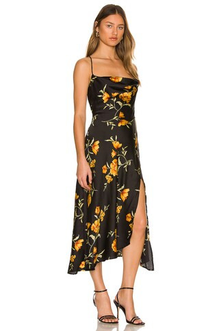 ASTR the Label Gaia Dress in Black & Gold Floral from Revolve.com | Revolve Clothing (Global)