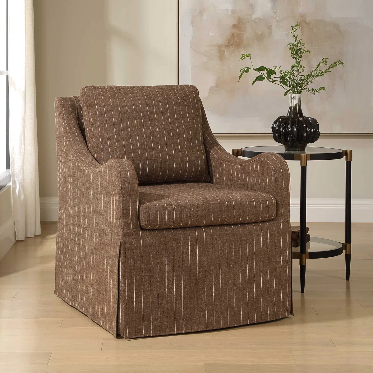 Uttermost Luisa Pinstripe Swivel Chair | Wayfair North America