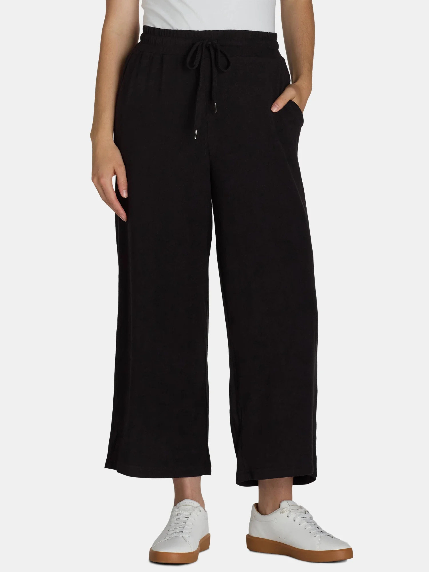 Time and Tru Women's Wide Leg Hacci Pants, Sizes XS-XXXL | Walmart (US)
