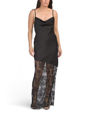 Sleeveless Lace Hem Satin Gown | Women | Marshalls | Marshalls