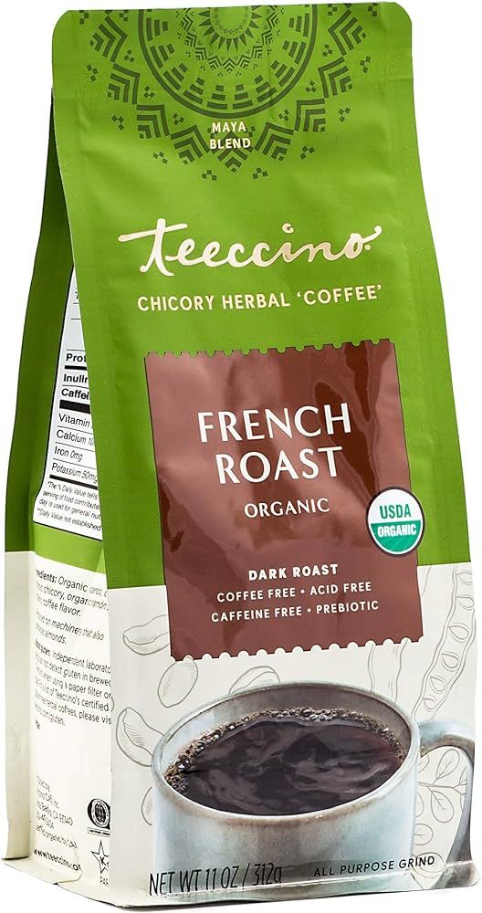Teeccino Chicory Coffee Alternative – French Roast – Ground Herbal Coffee That’s Prebiotic,... | Amazon (US)