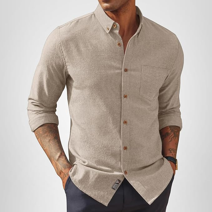 PJ PAUL JONES Mens Classic Fit Linen Shirts Long Sleeve Button Down Business Casual Shirts | Amazon (US)