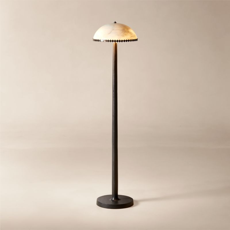 Oceana Black Metal Floor Lamp with Alabaster Shade | CB2 | CB2
