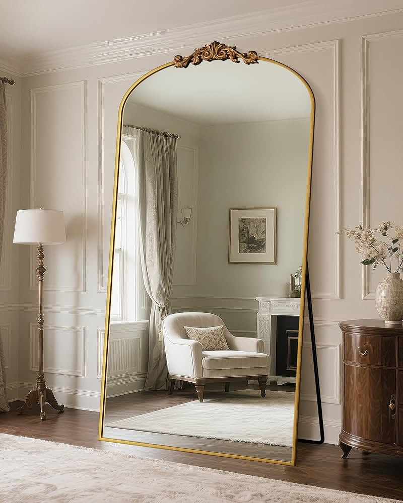 Antok Arched Full Length Mirror, 81"x41" Floor Mirror with Carved, Full Body Mirrors for HomeDeco... | Amazon (US)