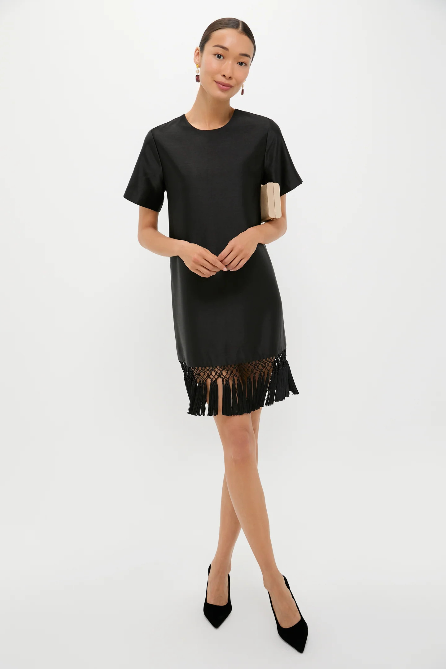 Black Dupioni Tassel Downing Dress | Tuckernuck (US)