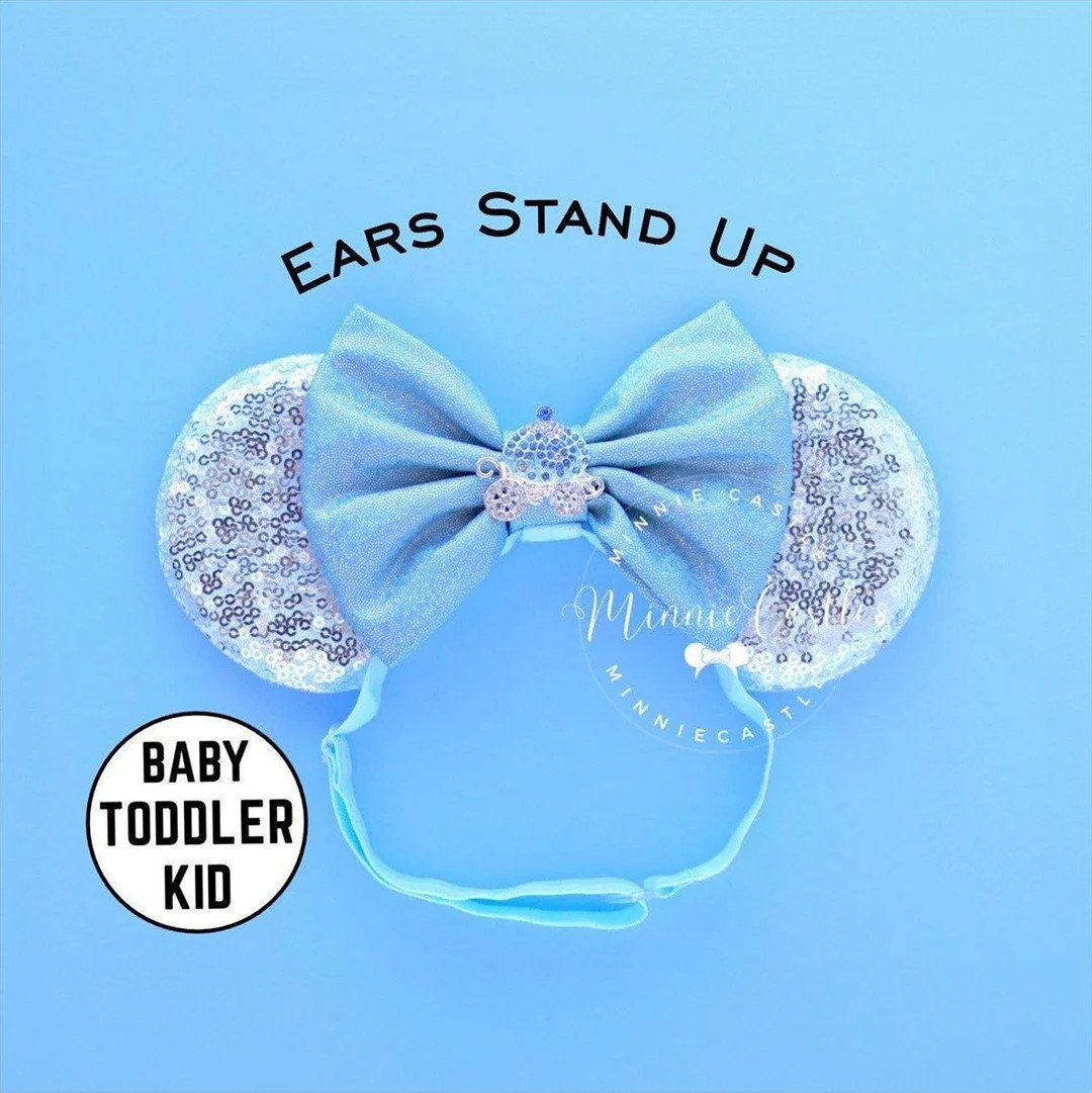 Princess Minnie Ears for Babies, Cinderell Mouse Ears, Mickey Ears, Toddler Adjustable Elastic He... | Etsy (Global)