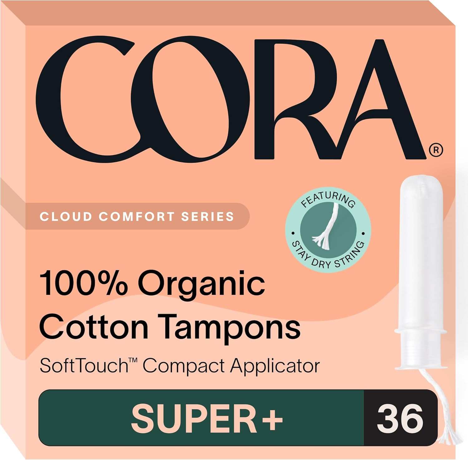 Cora Organic Applicator Tampons | Super Plus Absorbency | 100% Organic Cotton, Unscented, BPA-Fre... | Amazon (US)