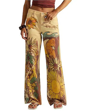 We The Free Printed Mid Rise Straight Leg Denim Jeans | Dillard's