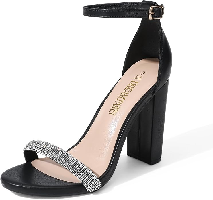 DREAM PAIRS Women's Hi-Chunk High Heel Pump Sandals | Amazon (US)