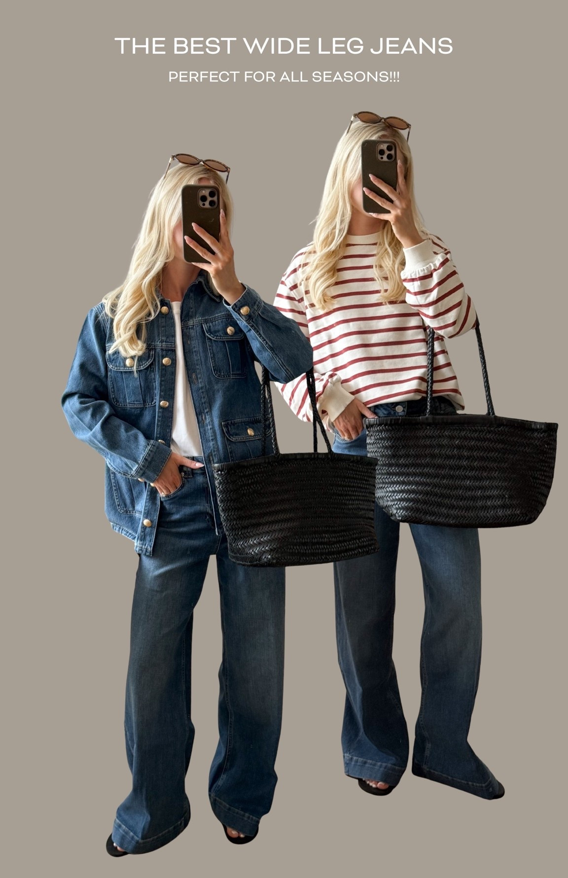 The best wide leg jeans 🫶 so perfect to wear with sandals now & layer up as we go into autumn 🤍

Mint velvet denim, denim jacket, striped sweatshirt, black woven tote

#LTKsummer