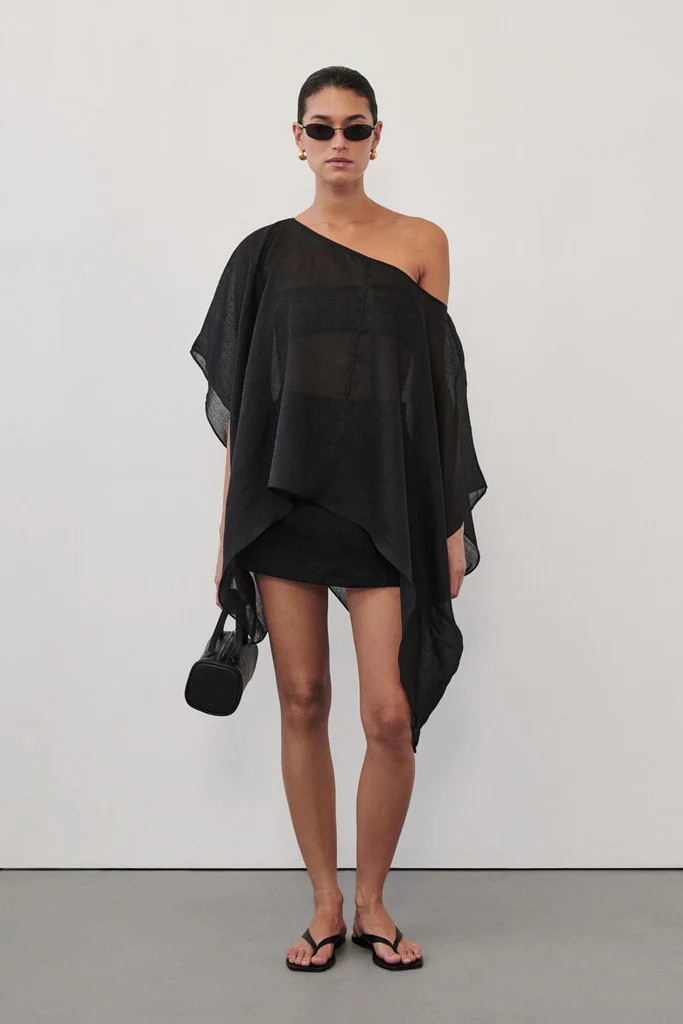 BRIANNE BATWING BLACK RAMIE TOP | DISSH