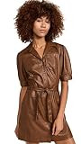 PAIGE Women's Mayslie Vegan Leather Dress, Dark Argan, Brown, S | Amazon (US)
