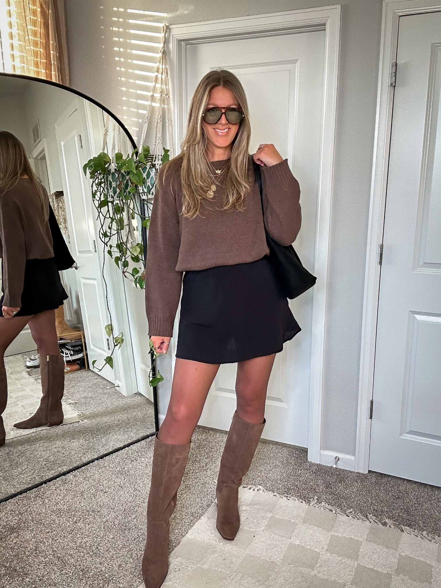 Tall & midsize fall outfit inspo 
5’11” size 10/30

✨11 reg boots (1st link has this color, but only in reg width, 2nd link has more colors and 4 width options!) 
✨l/xl tights, color: soft brown
✨large sweater
✨large skort 
✨medium white tee
✨medium tall green sweatpants 

#LTKOver40 #LTKTall #LTKSeasonal