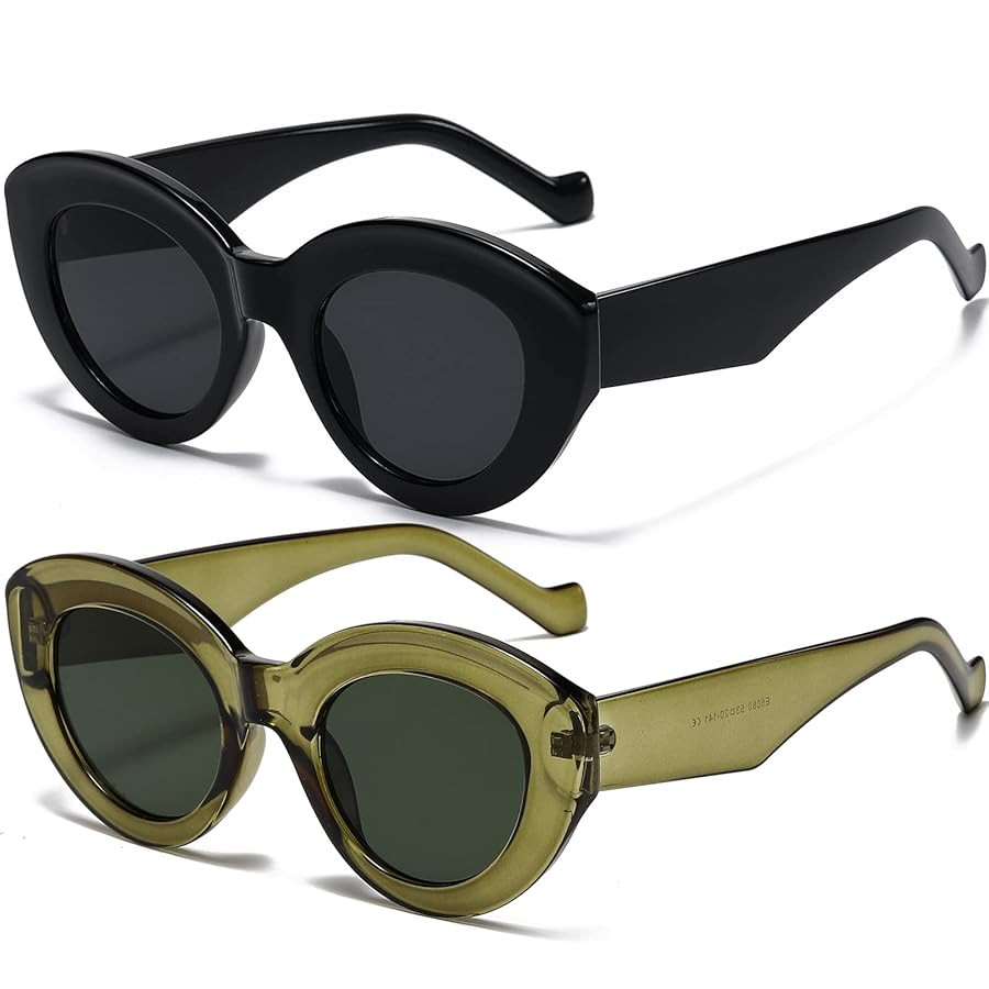 AIEYEZO Oversized Cat Eye Sunglasses for Women Cute Oval Thick Frame Cateye Sun Glasses Chic Retr... | Amazon (US)