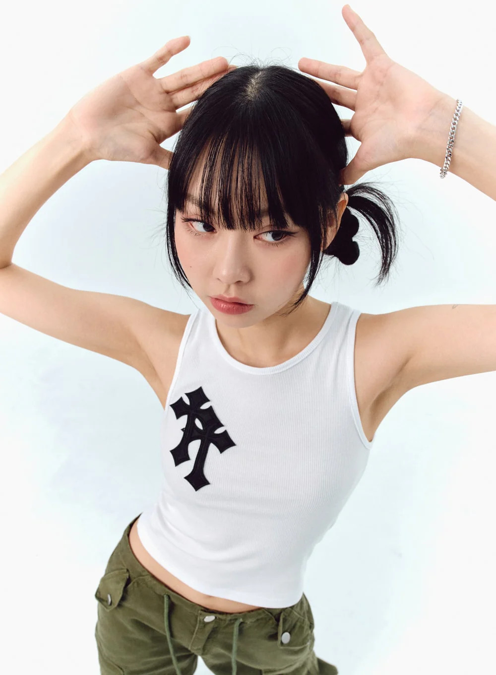 Cross Graphic Tank Top IL328White / S | Lewkin