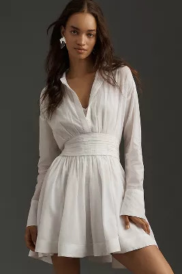 Maeve Long-Sleeve Mini Shirt Dress | Anthropologie (US)