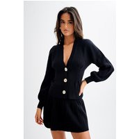 Beverly Knit Cinched Cardigan - Black | MESHKI US