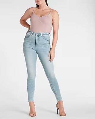 High Waisted Light Wash Skinny Jeans | Express