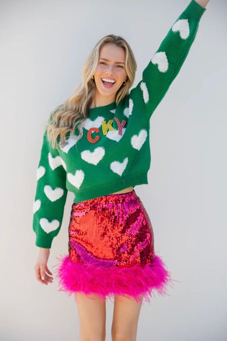 ✨St Patrick’s Women Fashion by Judith March✨

 are in love with our LUCKY IN LOVE SWEATER. This lightweight, green sweater with hearts is the perfect way to show everyone how lucky you are this St. Patty's day! Pair with one of our sequin feather skirts.

Home decor 
St Patricks Day
St Patrick’s decor
St Paddy’s 
St Patty’s Day
Happy St Shamrock Day
Happy Shamrocks 
St Patrick’s Day decor
Holiday decor
Bar decor
Bar essentials 
St Patrick’s party
Shamrocks party
St Patrick’s Day essentials 
St Patricks party ideas 
St Patrick’s birthday party ideas
St Patrick’s Day gift guide 
Backyard entertainment 
Entertaining essentials 
Party styling 
Party planning 
Party decor
Party essentials 
Kitchen essentials
St Patrick’s dessert table
St Patrick’s table setting
Housewarming gift guide 
Just because gift
St Patrick’s Day outfits inspo
Family photo session outfit ideas
Kids fashion 
Gifts for Her
Gifts for kids
Gifts for family
St Patrick’s fashion
Party backdrop ideas

Shop small
Lucky me
Lucky Charm
Kiss me I’m Irish 
Green clover 
Leprechaun 
Pot of gold
Shenanigans 
Winter outfits
St Patrick’s Day gift baskets
Party pennant flags
Dessert table decor
Gift tags
Acrylic custom tag
Shamrock confetti 
Party favors
Felt garland 
Pottery Barn Kids
Nursery decor
Kids bedroom decor 
Playroom decor
Bachelorette party decor
Bridal shower decor 
Lucky sign
Spring sign
St Patrick’s sign
Clover sign
St Patrick’s women appeal 
St paddy’s women sweatshirt 
Judith March outfits
Green pullover
Sequin miniskirt 
Green skirt

#LTKGifts 
#LTKRefresh #liketkit 
#LTKHoliday #LTKFashion
#liketkit #LTKGiftGuide #LTKSeasonal #LTKbump #LTKbaby #LTKkids #LTKfamily #LTKhome #LTKstyletip #LTKunder50 #LTKunder100 #LTKsalealert 

#LTKSeasonal #LTKfamily