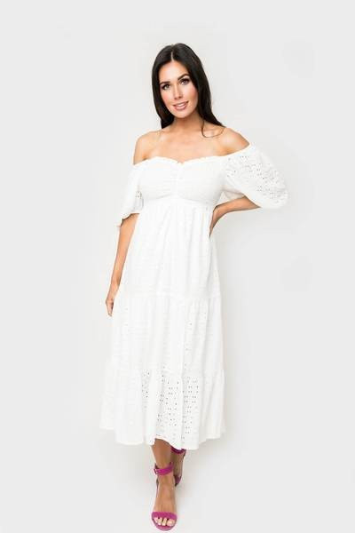 Jennifer Smocked Puff Sleeve Dress | Gibson