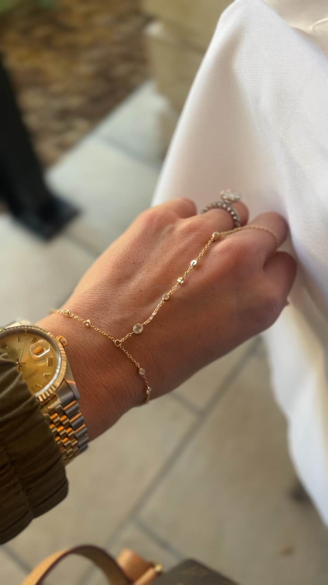 Hand chain bracelet is 30% off!!! It’s so fun!!! #meandmrjones I LOVE their jewelry and it lasts!!! 

#LTKSaleAlert #LTKHoliday #LTKFindsUnder100