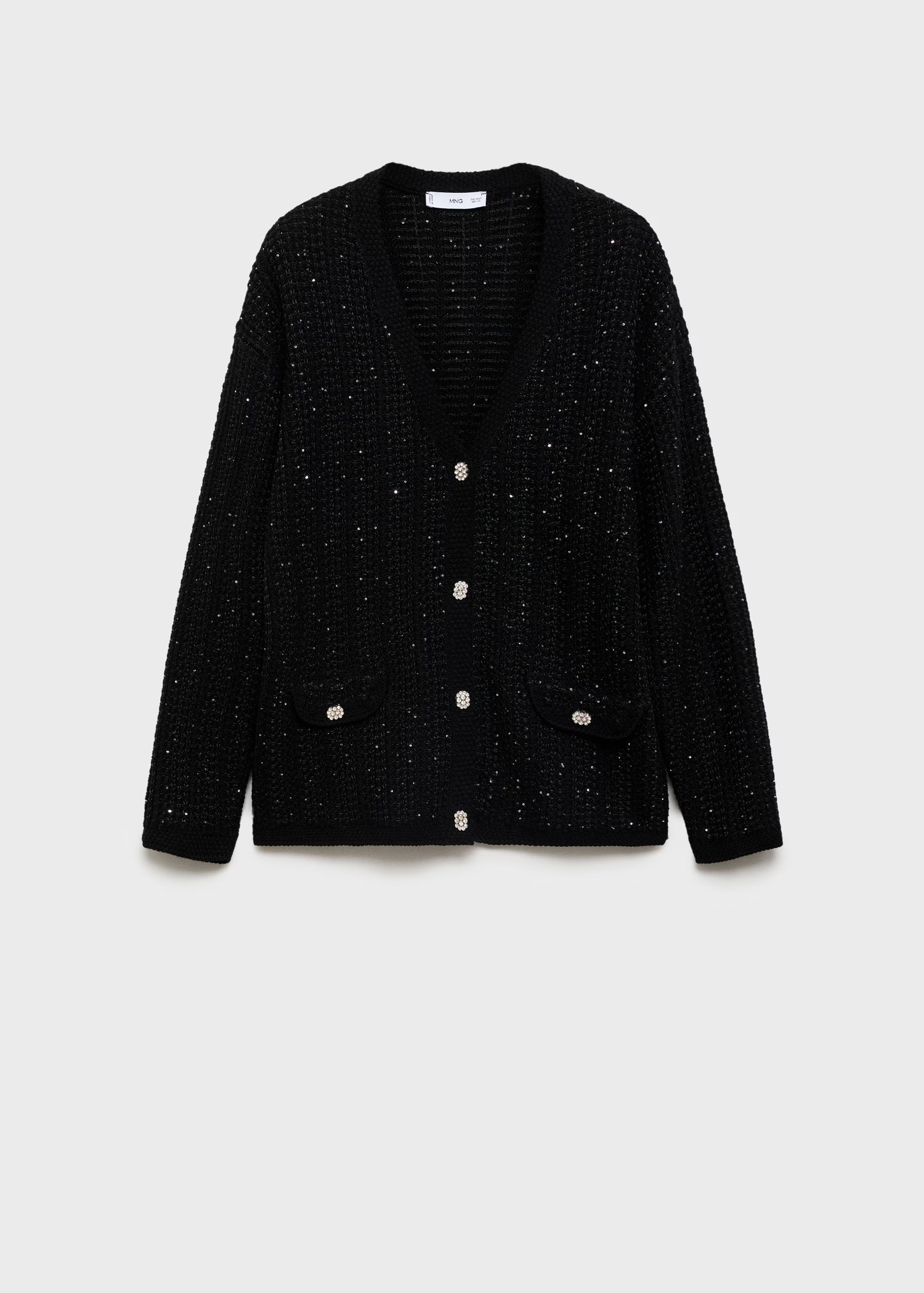 Knitted cardigan with shiny details - Women | MANGO United Kingdom | MANGO (UK)