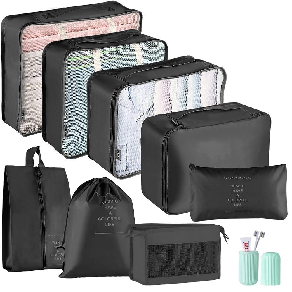 Packing Cubes for Suitcase,Geediar 9 PCS Travel Luggage Packing Organizers Waterproof Travel Esse... | Amazon (UK)