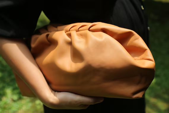 Tan cloud leather clutch leather dumpling purse evening | Etsy | Etsy (US)