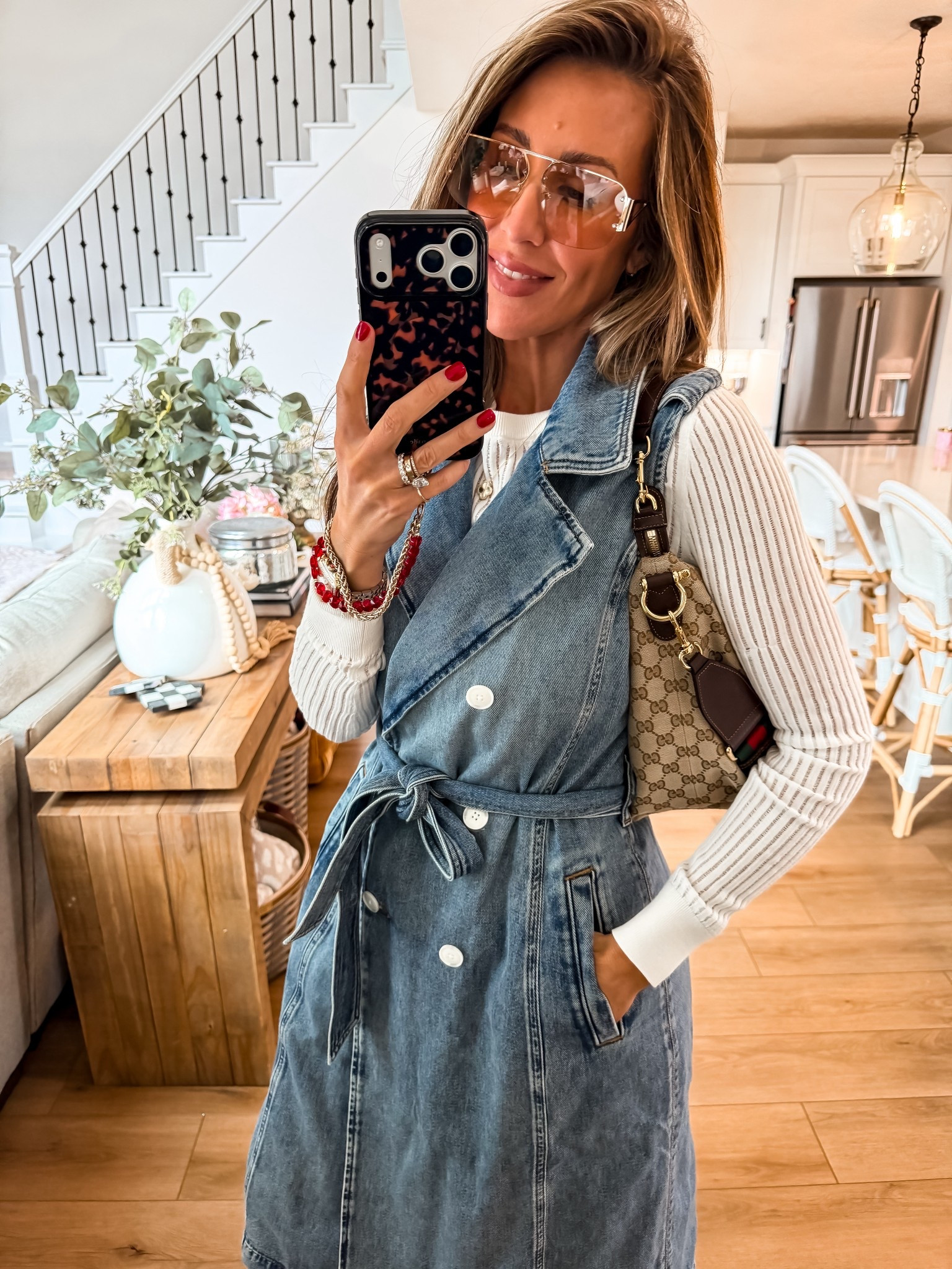 Denim trench size small I sized down 


#LTKOver40 #LTKMidsize #LTKgrwm
