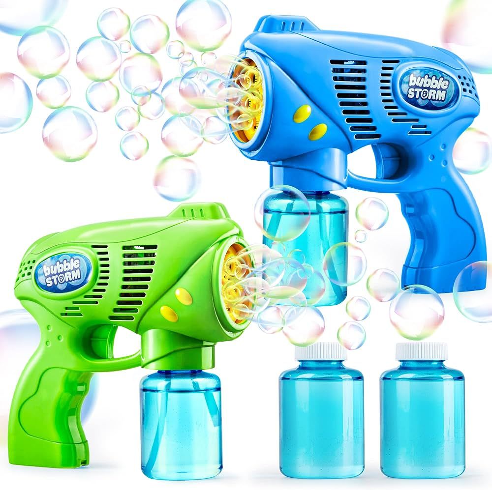JOYIN 2 Kids Bubble Gun with 2 Bottles Bubble Refill Solution, Bubble Guns Kids 4-8, Bubble Machi... | Amazon (US)