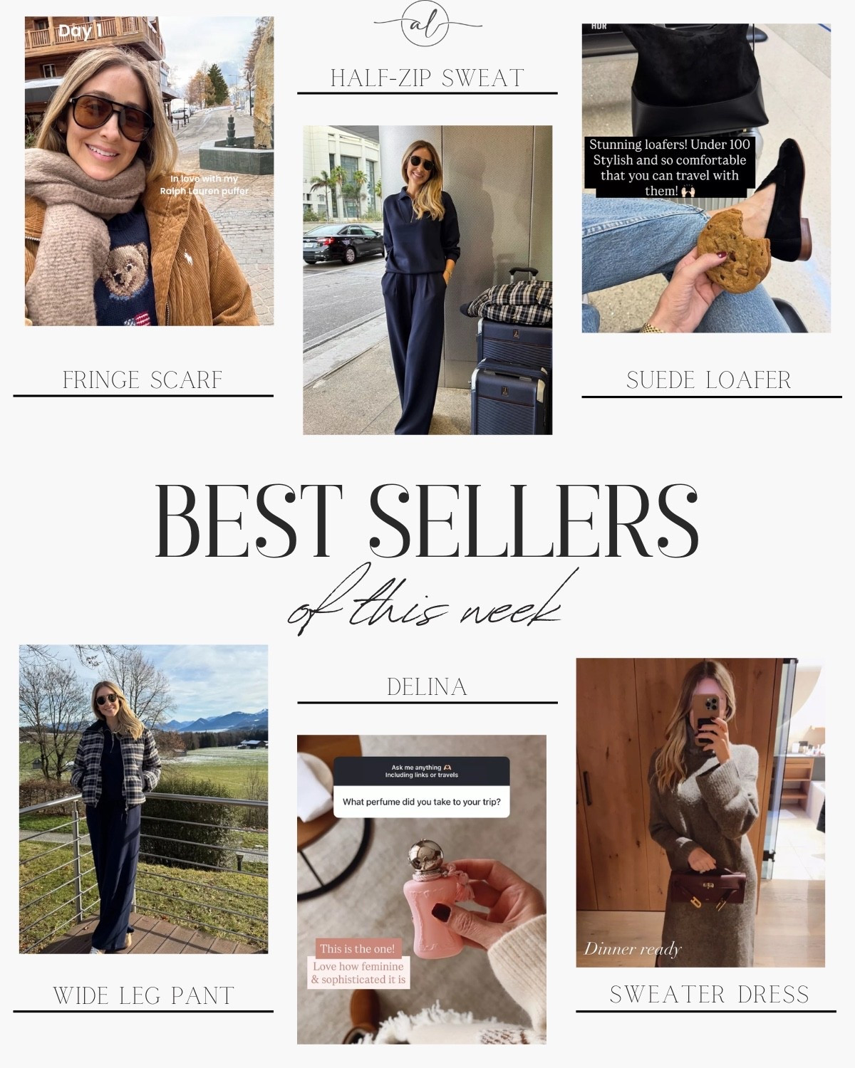 Best sellers of this week! Fringe scarf, half-zip sweat, suede loafer, wide leg pant, Delina, sweater dress

#LTKU #LTKootd #LTKSeasonal