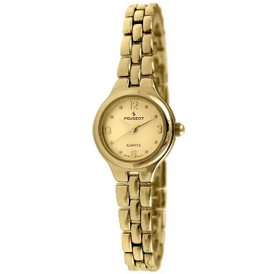 Peugeot Women's 22mm Gold Dial Round Self-Adjust Link Bracelet Watch | Target