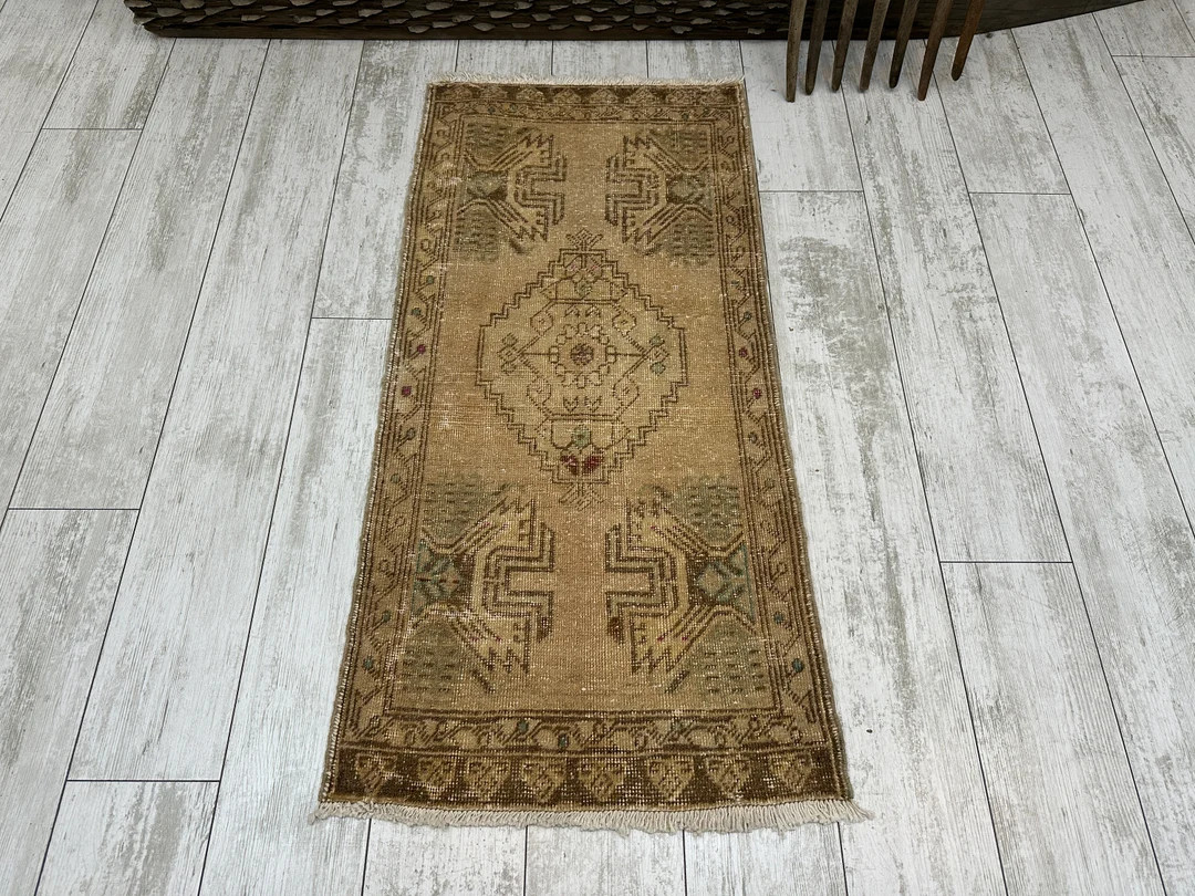 Turkish Mini Rug, Small Vintage Rug, Small Oushak Rug, Faded Rug, Kitchen Mat, Bedroom Rug, Laund... | Etsy (US)