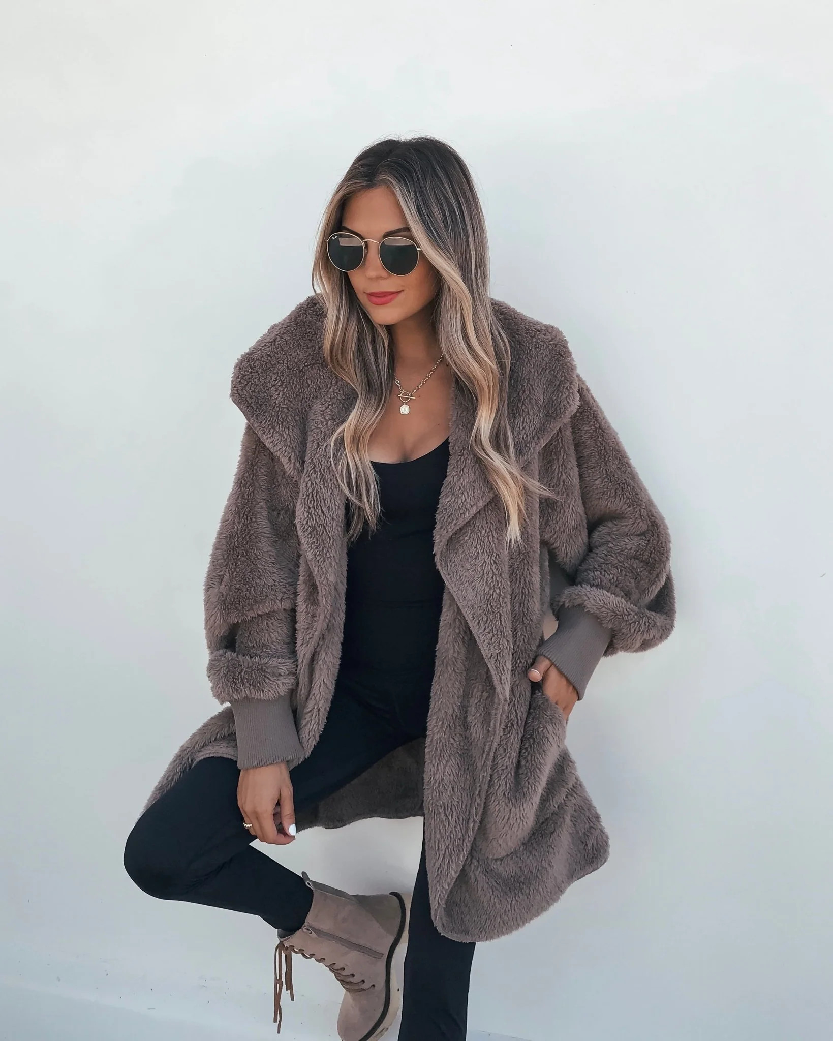 Teddy Fleece Hooded Cardigan - Brown | Magnolia Boutique
