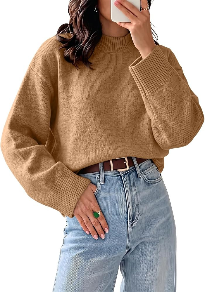 EVALESS Sweaters for Women Fall Long Sleeve Oversized Knit Pullover Tops | Amazon (US)