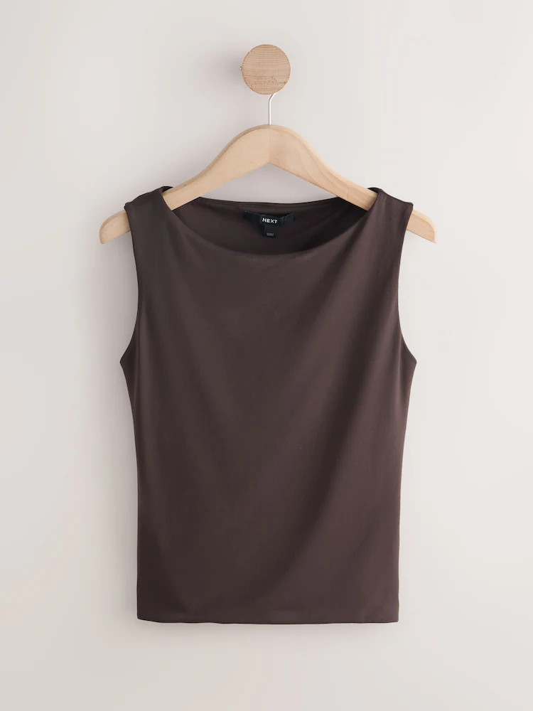 Buy Chocolate Brown Soft Touch Slinky Backless Tie Sleeveless Top from Next Ireland | Next EU