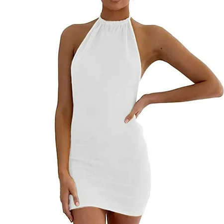 Dresses For Women 2022 Casual Summer Dresses 2022 Beach White Halter Neck Dresses Ladies Dresses Fas | Walmart (US)