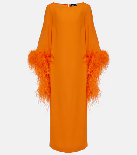 Del Lago feather-trimmed crêpe cady midi dress | Mytheresa (US/CA)
