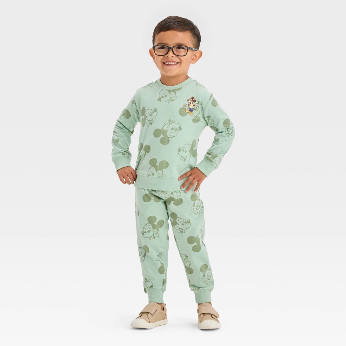Toddler Boys' Mickey Mouse & Friends Printed Top and Bottom Set - Green | Target