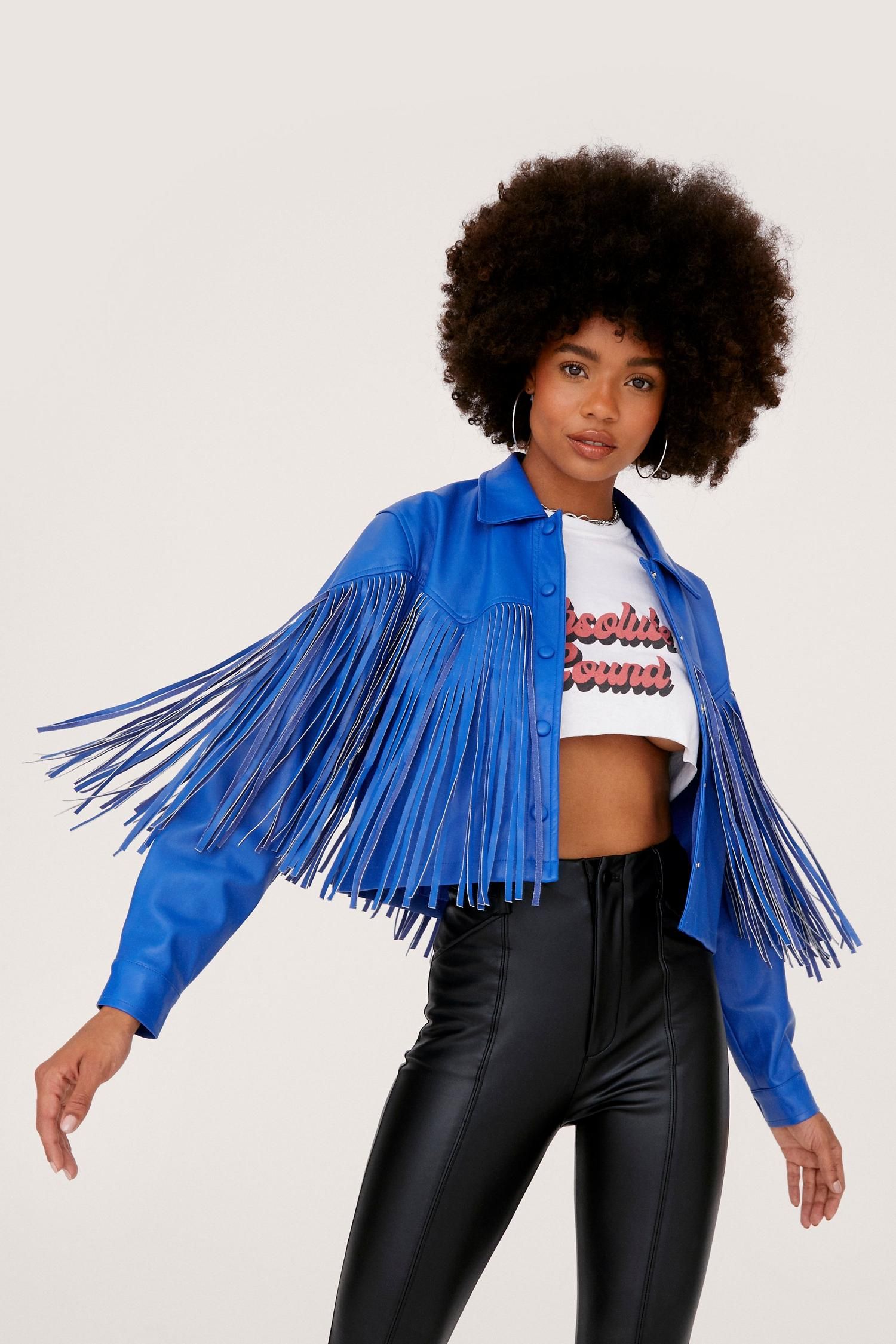 Faux Leather Fringed Western Cropped Jacket | Nasty Gal (US)