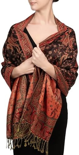 Achillea Reversible Paisley Pashmina Rave Scarf – Exotic Indian Shawls and Wraps for Evening Dr... | Amazon (US)