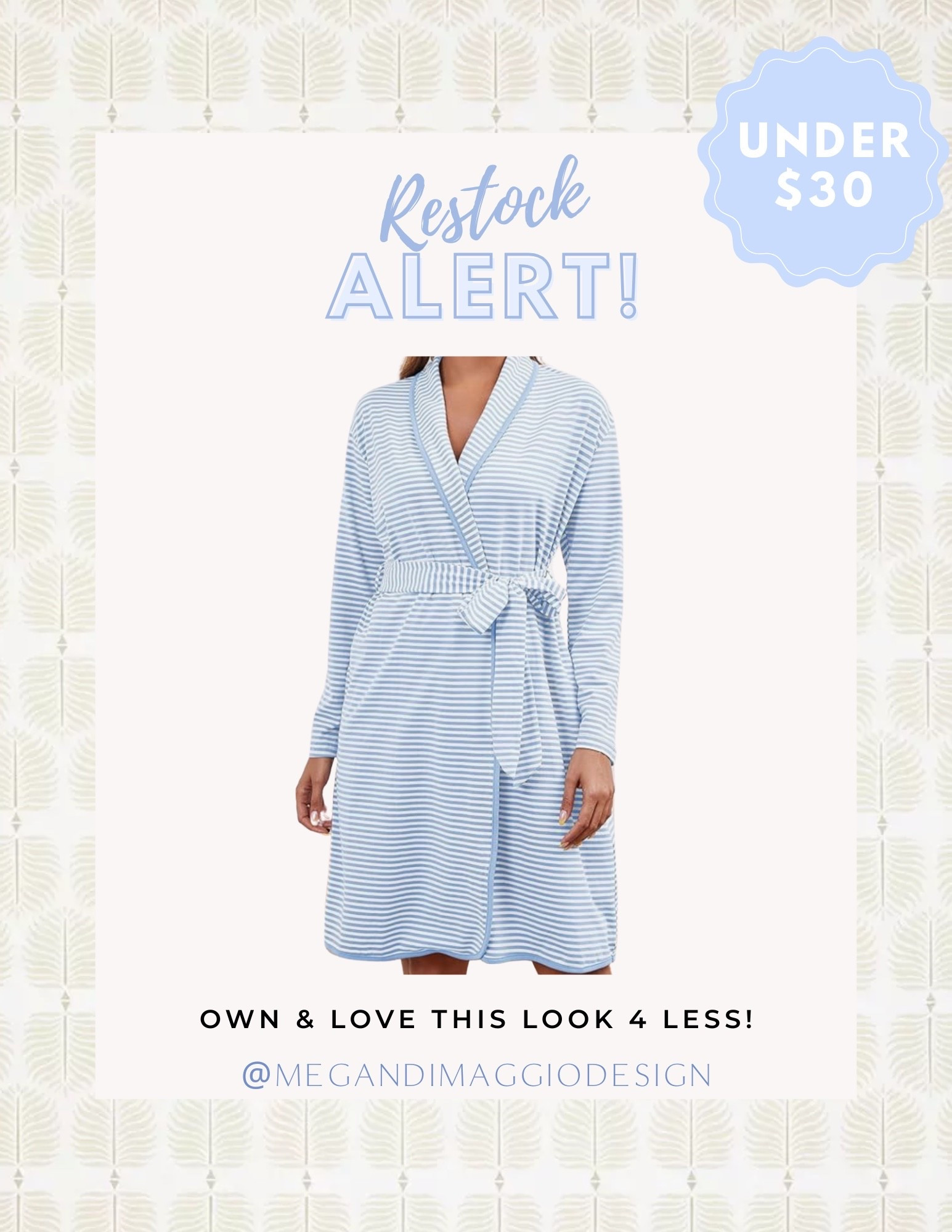 Look for less lake pajamas blue & white stripe soft robe just restocked online in all all sizes!! Plus several other colors available too 🤍 I own and love it, great buy for under $30 🙌🏻

#LTKStyleTip #LTKSaleAlert #LTKFindsUnder50