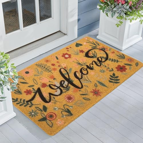 IZUS Floral Welcome-Doormats Front-Door - Spring Flower Home Decor Indoor-Mats Summer Non-Slip Seasonal Doormats 17x30 (Welcome-Flower, 17x30) | Amazon (US)