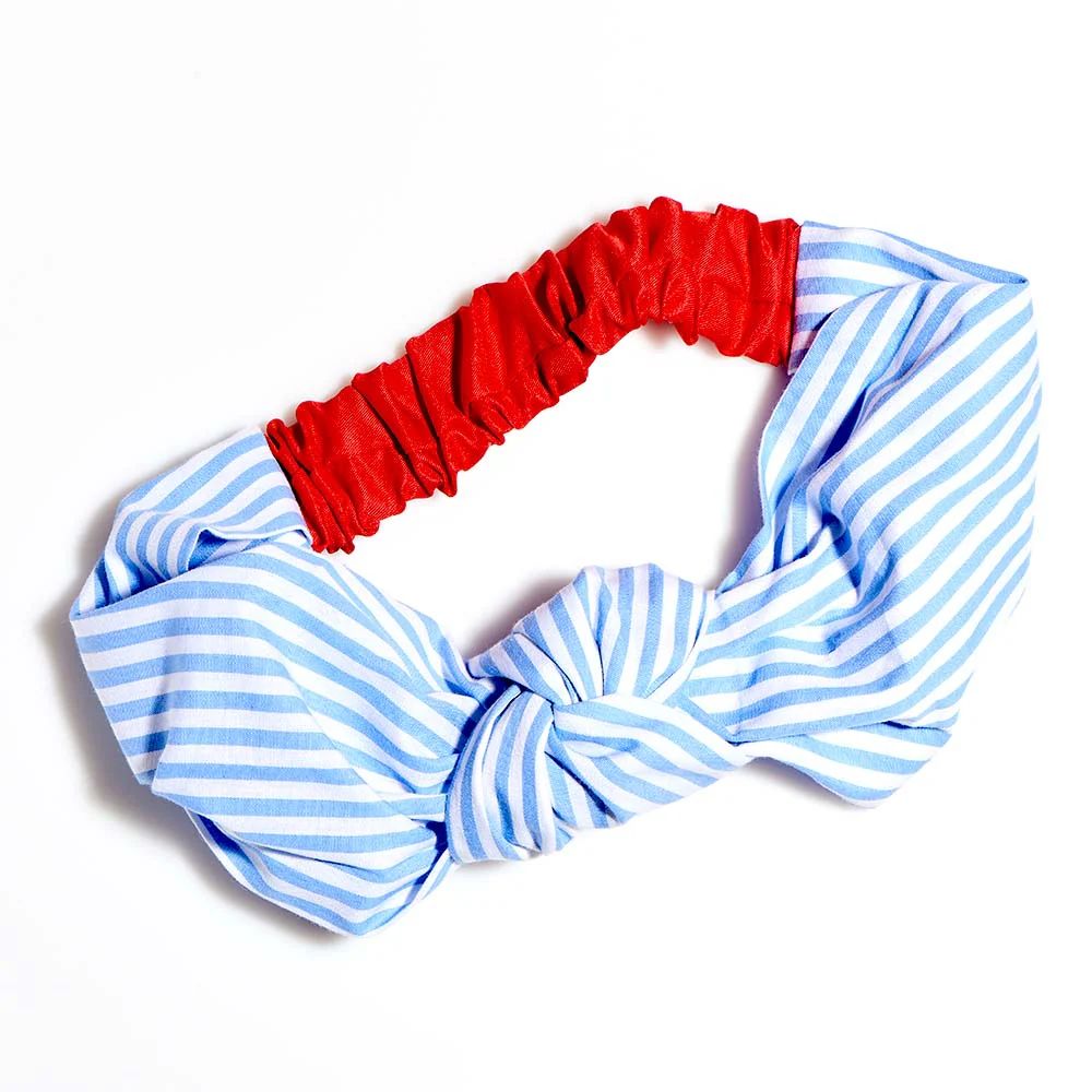 Cottage Collection Knotted Headwrap - Blue Stripes | Bellefixe