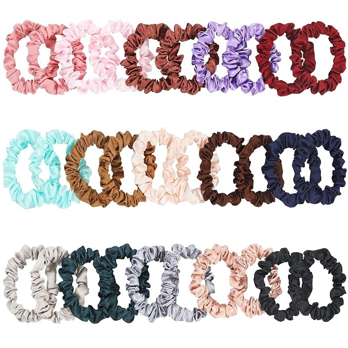 30Pcs Small Silk Satin Hair Scrunchies, Hair Ties for Women Girls Hair Accessories Gift (Multicol... | Amazon (US)