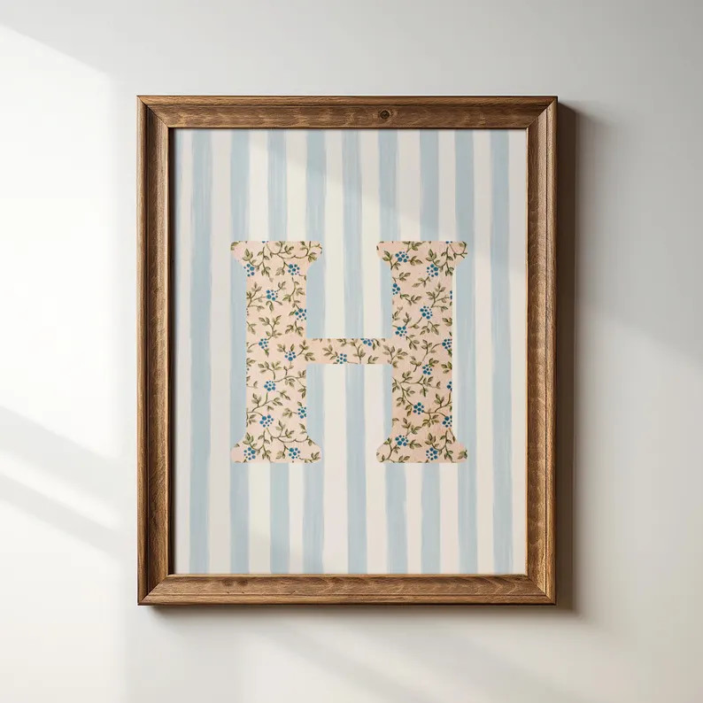 Floral Initial Letter H Print: Vintage Watercolor Initial, Digital Downloads, Art Print, Personal... | Etsy (Global)
