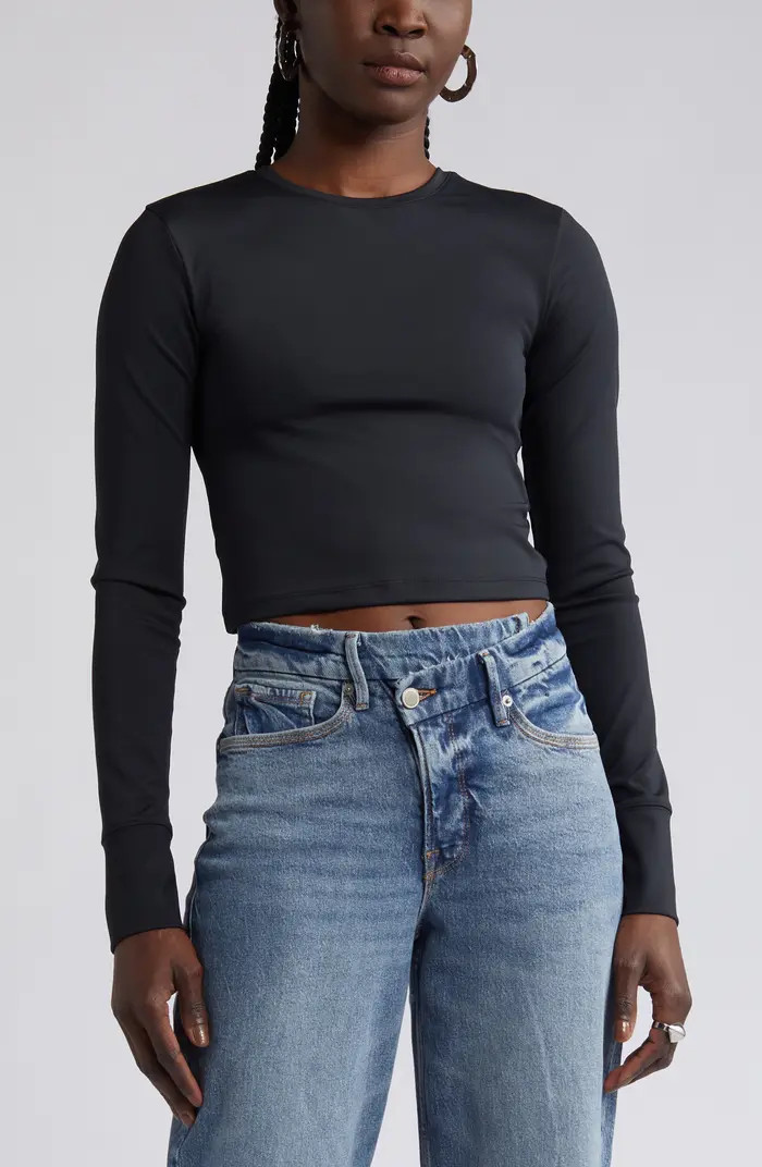 Open Edit Long Sleeve Crop T-Shirt | Nordstrom | Nordstrom