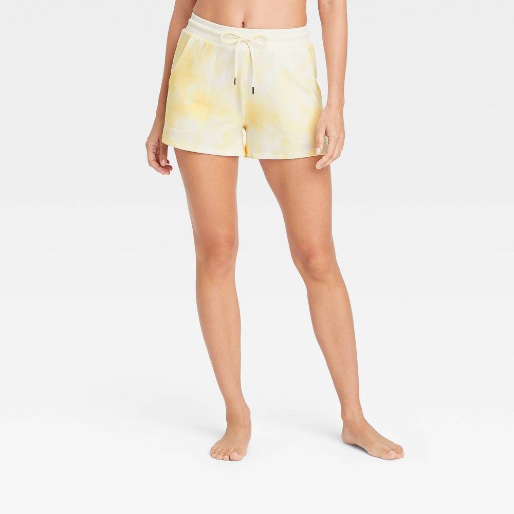 Women's Beautifully Soft Fleece Tie-Dye Lounge Shorts - Stars Above Yellow XS | Target